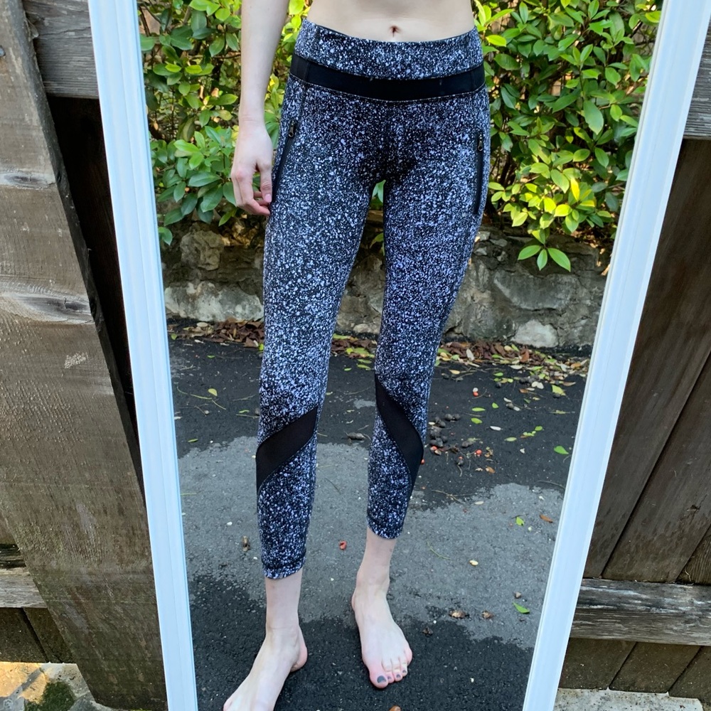 Black & White Speckled Mesh Lululemon Leggings